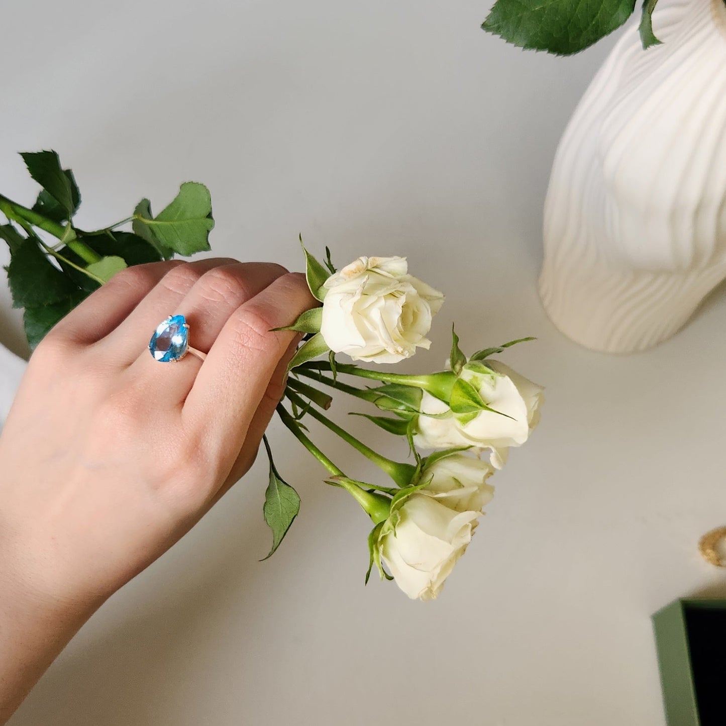 pearl shaped Blue Topaz Ring