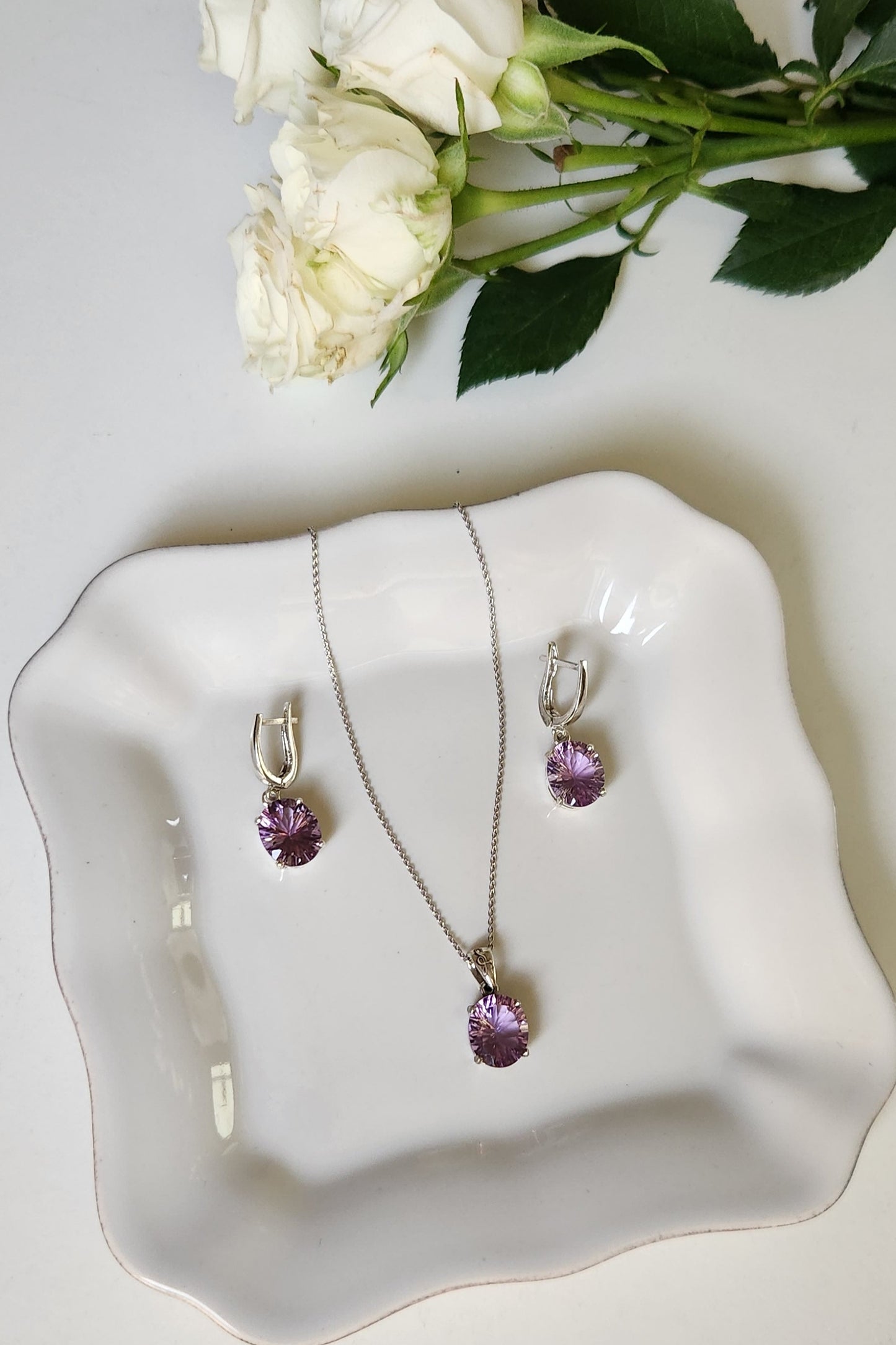 Amethyst pendant & earrings Set
