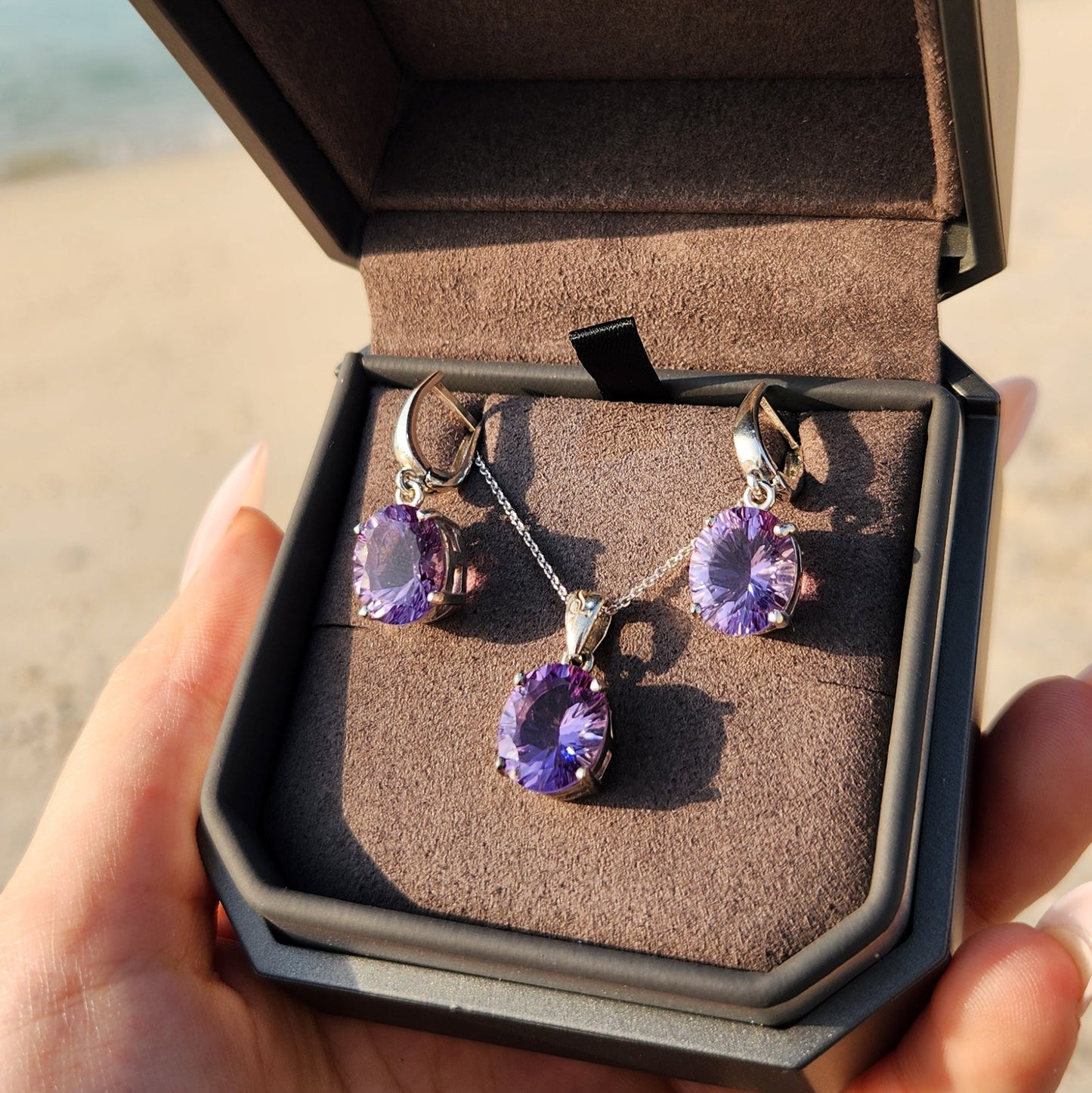 Amethyst pendant & earrings Set