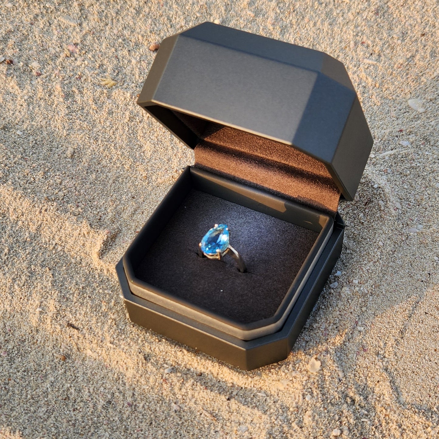 pearl shaped Blue Topaz Ring