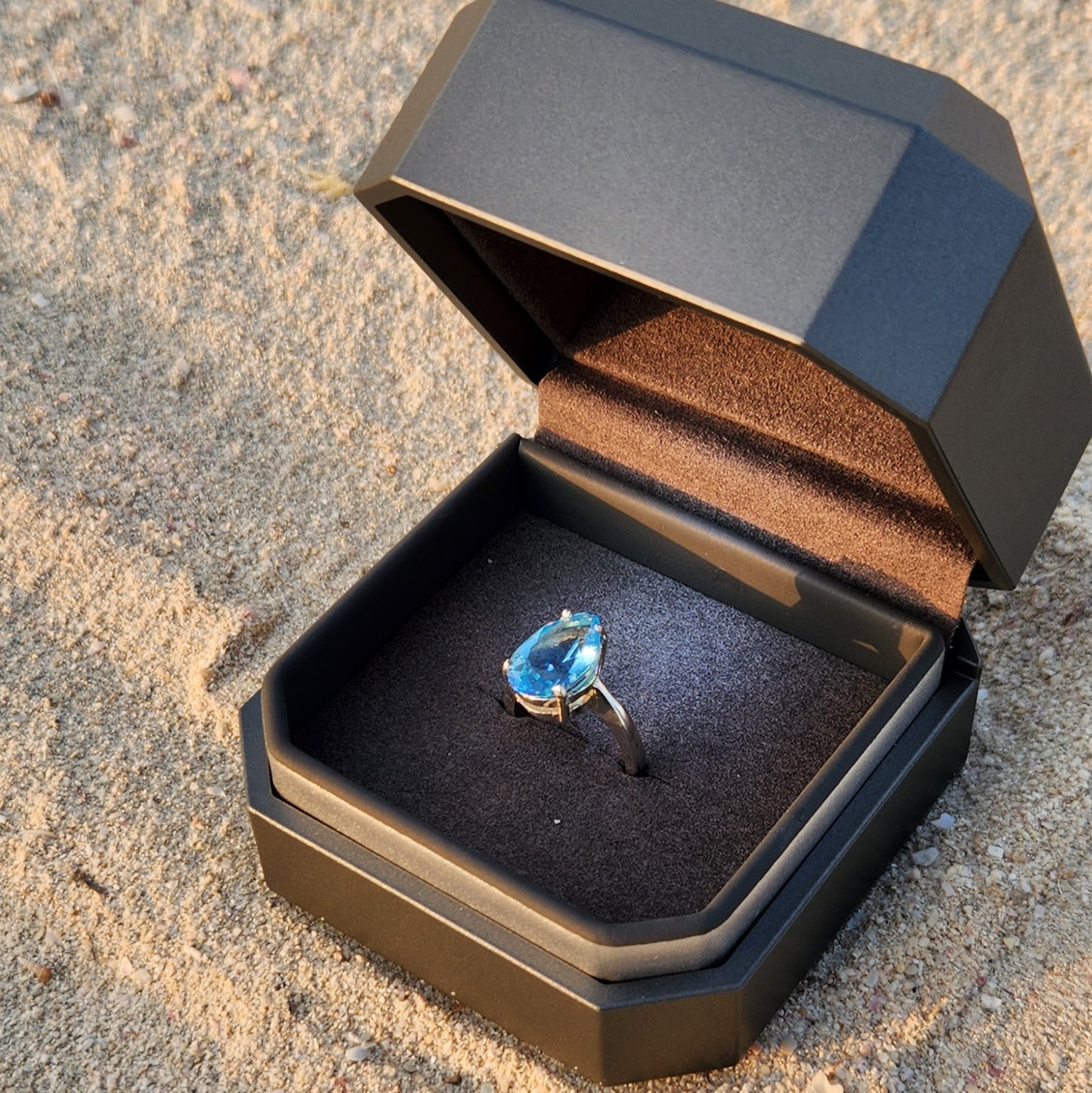pearl shaped Blue Topaz Ring